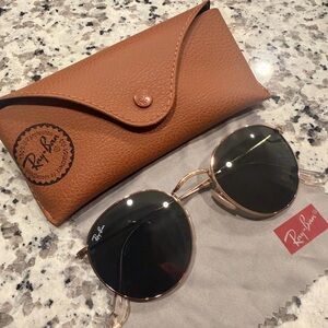 Ray-Ban Gold and Black Round Sunglasses